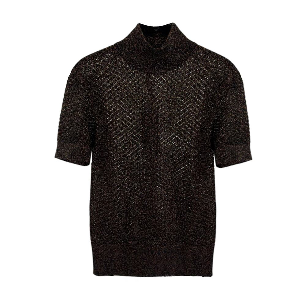 DOLCE & GABBANA Metallic Mock Neck Sweater in Black IT42|M